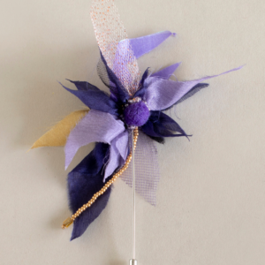 Hat pin purple and golden silk