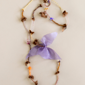 Brown neck lace with Lilac silk leaves
